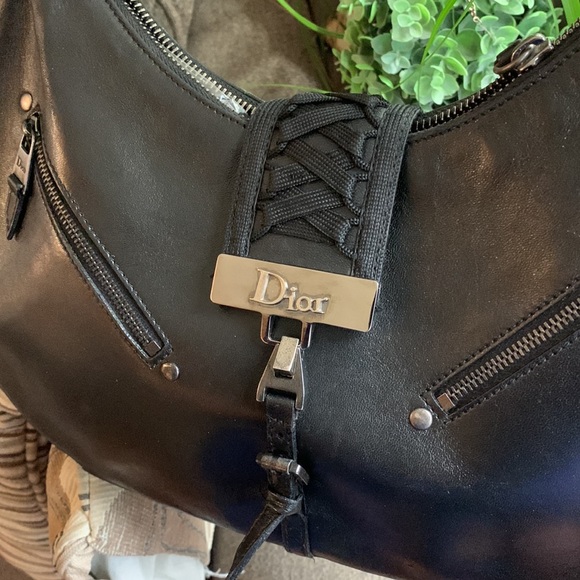 SOLD🔥Authentic DIOR ADMIT IT Lace up sides zip top clasp leather shoulder bag - Picture 15 of 16